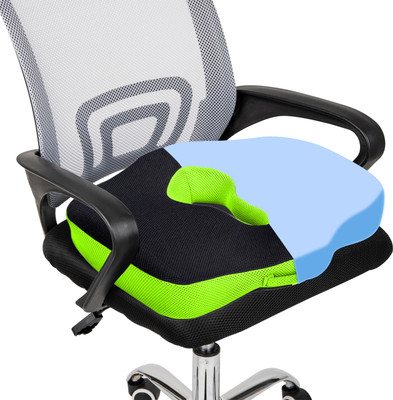 Sleepsia Gel Infused Oval Shape Coccyx Cushion, Tailbone Pain Relief & Lower Back Support Memory Foam Solid Chair Pad Pack of 1(Black/Green)