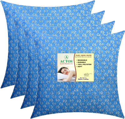 ACTOS Microfibre Floral Cushion Pack of 4(Light Blue)