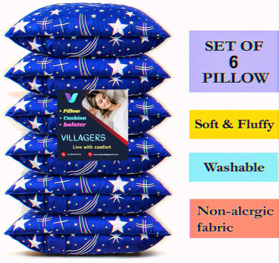 VILLAGERS SOFT Microfibre Abstract Sleeping Pillow Pack of 6(Blue)