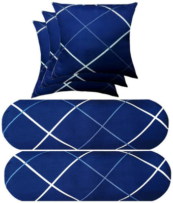 PALVIT Microfibre Abstract Bolster Pack of 5(Blue)