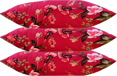 Swikon star Microfibre Floral Sleeping Pillow Pack of 3(Maroon)