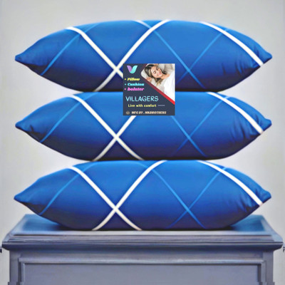 Gaulpastore LUXURY Microfibre Abstract Sleeping Pillow Pack of 3(Blue)