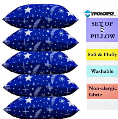 YPOLOIPO LUXURY Polyester Fibre Solid Sleeping Pillow Pack of 5(Blue)