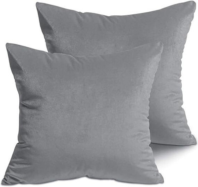 Indian Decor 38195 Throw Pillow Inserts, Set of 2 Hypoallergenic Premium Pillow Cotton Solid Cushion Pack of 1(Grey)