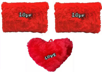 MGT CREATION Cotton Solid Cushion Pack of 2(Red)