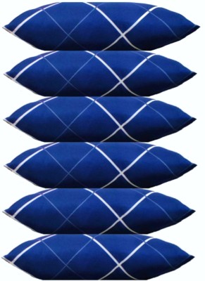 ERANC Polyester Fibre Solid Sleeping Pillow Pack of 6(Blue)