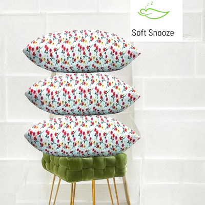 SOFT SNOOZE Microfibre Sleeping Pillow Pack of 3 Floral Luxury(White)