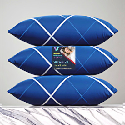 Tecsun LUXURY Microfibre Abstract Sleeping Pillow Pack of 3(Blue)