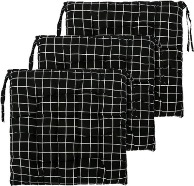 KUBER INDUSTRIES Microfibre Solid Chair Pad Pack of 3(Black)