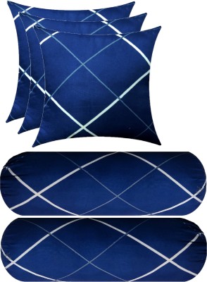 Swikon star Microfibre Stripes Sleeping Pillow Pack of 5(Dark Blue, White)