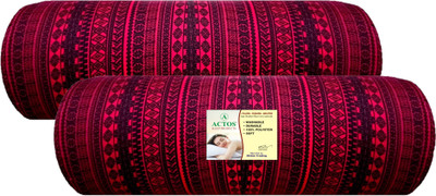 ACTOS Round Microfibre Geometric Bolster Pack of 2(Maroon, Black1)