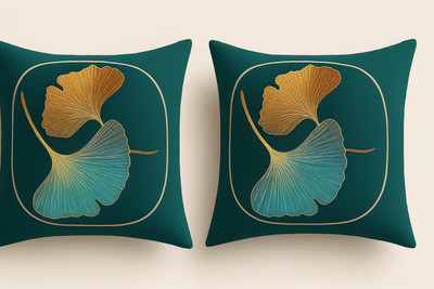 Flipkart SmartBuy Microfibre Cushion Pack of 2 Floral Royal Leaf Collection(Green)
