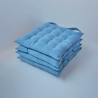 VinSa 18*4 Microfibre Solid Chair Pad Pack of 4(Blue)