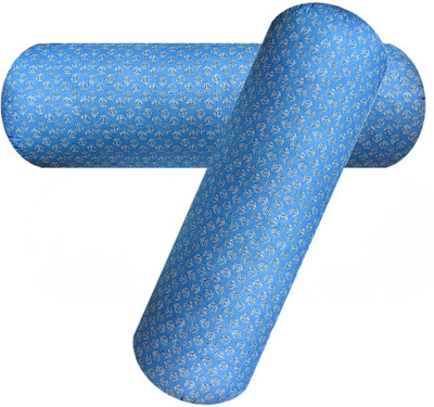 GKM Microfibre Floral Bolster Pack of 2(Light Blue)