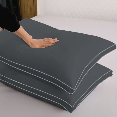 ADBENI HOME Microfibre Solid Sleeping Pillow Pack of 2(Dark Grey-Grey)