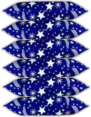 ERANC Cotton Sleeping Pillow Pack of 6 Solid Blue Star(Blue)