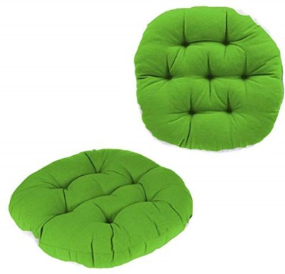 Hundur Store Microfibre Solid Chair Pad Pack of 6(Parrot Green)