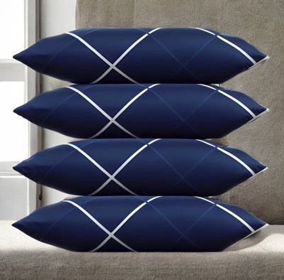 GUNVAR INDIA PRIVATE LIMITED LUXURY Polyester Fibre Solid Sleeping Pillow Pack of 4(Blue)