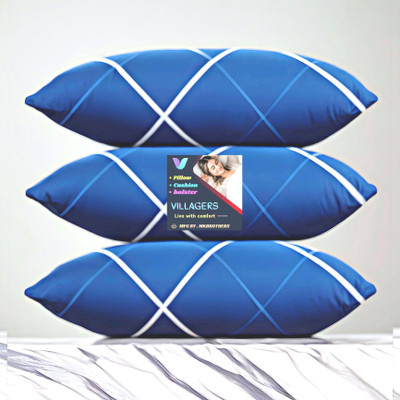 NKSNIMYSTORE LUXURY Polyester Fibre Abstract Sleeping Pillow Pack of 3(Blue)