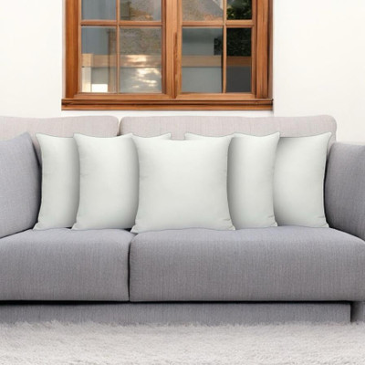 SOFT SNOOZE Soft Luxury Microfibre Solid Cushion Pack of 5(White)