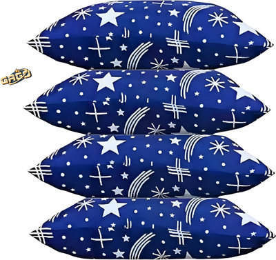 GAGO Luxury Polyester Fibre Abstract Sleeping Pillow Pack of 4(Blue)