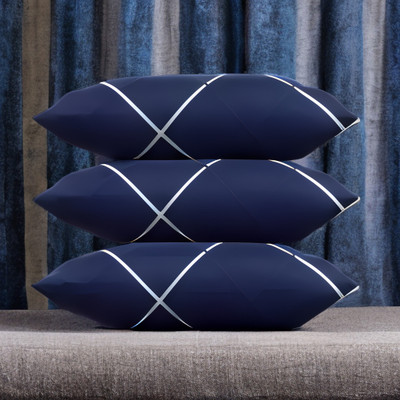 EIRINI LUXURY Microfibre Solid Sleeping Pillow Pack of 3(Blue)