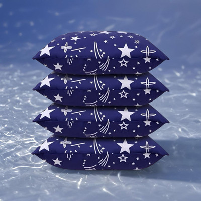 SOFT SNOOZE Luxury Microfibre Abstract Sleeping Pillow Pack of 4(Blue)