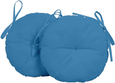 Vargottam Polyester Fibre Solid Chair Pad Pack of 2(Medium Blue)