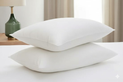 MINKARA Microfibre Sleeping Pillow Pack of 2 Solid Pillow Set || Comfort And Support Pillow(White)
