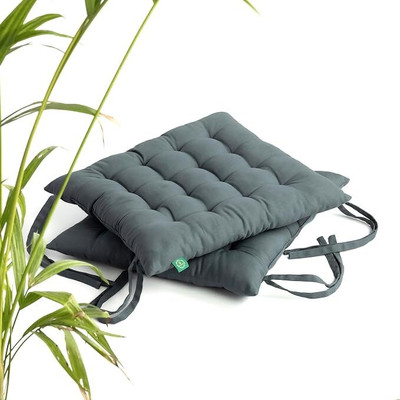 Vasi Impex Premium 40X40X5 CM Polyester Fibre Solid Chair Pad Pack of 2(Grey)