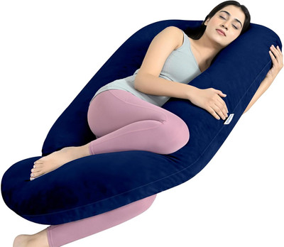 Manbhawan craft ultra soft j shaped Polyester Fibre Solid Pregnancy Pillow Pack of 1(Blue)