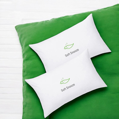 SOFT SNOOZE Microfibre Solid Sleeping Pillow Pack of 2(White)