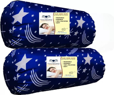 SANJU BROTHER LUXORY Microfibre Solid Bolster Pack of 2(Blue)