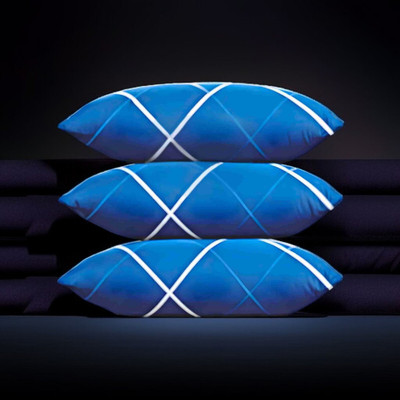 fulffystyl Microfibre Sleeping Pillow Pack of 3 Solid luxury(Blue)