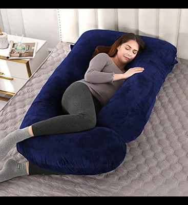 Mojo Microfibre Solid Pregnancy Pillow Pack of 1(Dark Blue)