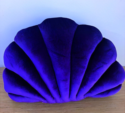 Shri Ganesh Handloom Throw Pillows Shell Shaped Accent Soft Cushion for Living Room,16x16 inches Vetiver Roots Solid Cushion Pack of 1(Blue)
