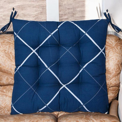 SOFT SNOOZE Soft Luxury Microfibre Solid Chair Pad Pack of 2(Blue)