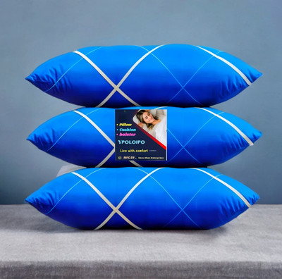 YPOLOIPO LUXURY Polyester Fibre Abstract Sleeping Pillow Pack of 3(Blue)