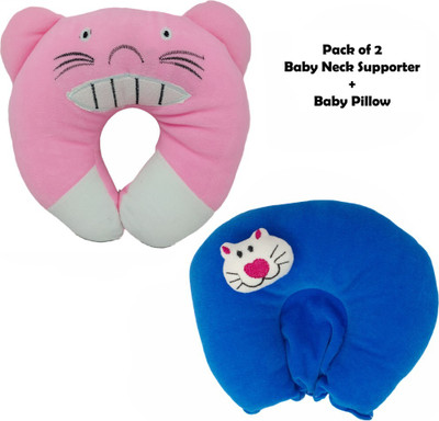 Ehouseall Store Mustard Seeds, Cotton Baby Pillow Pack of 2 Toons & Characters, Smiley(Teeth Pink and Med Blue)