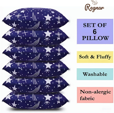 Regnar Cotton Sleeping Pillow Pack of 6 Solid Luxury(Blue)