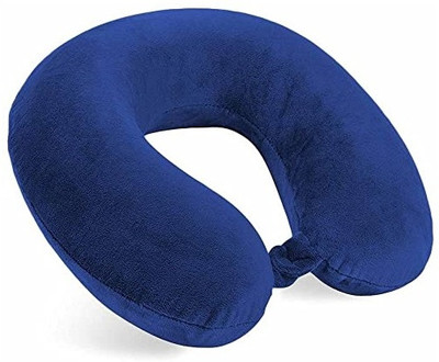 YASHTU Microfibre Solid Travel Pillow Pack of 1(Blue)