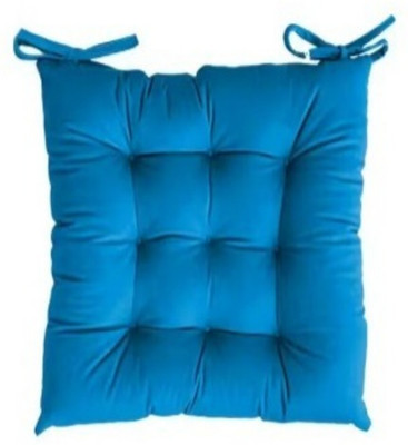 SIYA TEXTILES Cotton Solid Chair Pad Pack of 1(Light Blue)