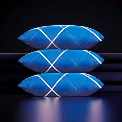 fulffystyl Microfibre Sleeping Pillow Pack of 3 Solid luxury(Blue)