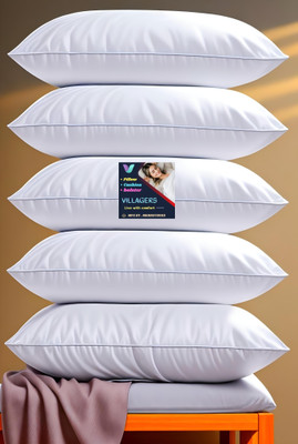 VILLAGERS Polyester Fibre Sleeping Pillow Pack of 5 Solid Luxury(White)