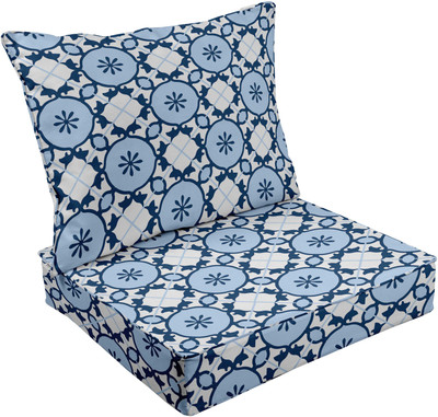 Vargottam Foam Geometric Chair Pad Pack of 2(Light Blue)