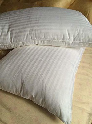 JDX Plain Design Ball Fibre Stripes Sleeping Pillow Pack of 2(White)