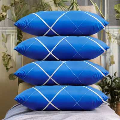 EIRINI LUXURY Polyester Fibre Abstract Sleeping Pillow Pack of 4(Blue)