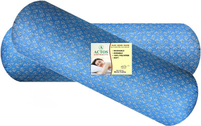 ACTOS Microfibre Bolster Pack of 2 Floral(Light Blue)