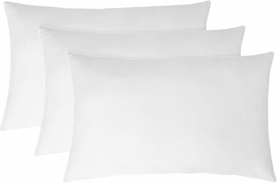 VJSTAR Polyester Fibre Stripes Sleeping Pillow Pack of 3(White)