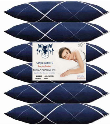 GUNVAR INDIA PRIVATE LIMITED Polyester Fibre Sleeping Pillow Pack of 6 Solid LUXURY(WHITE LINE)